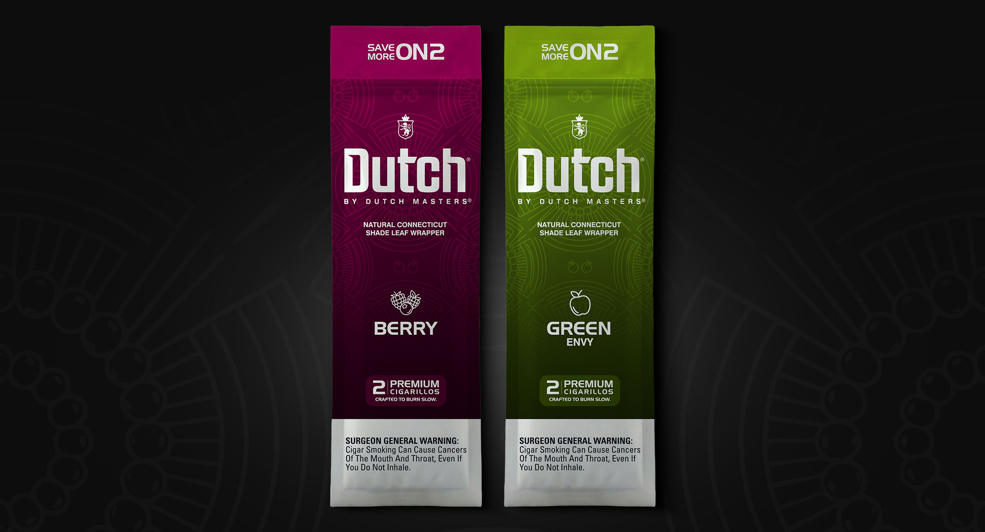 Dutch Masters Berry and Green Envy cigarillo packaging mockups