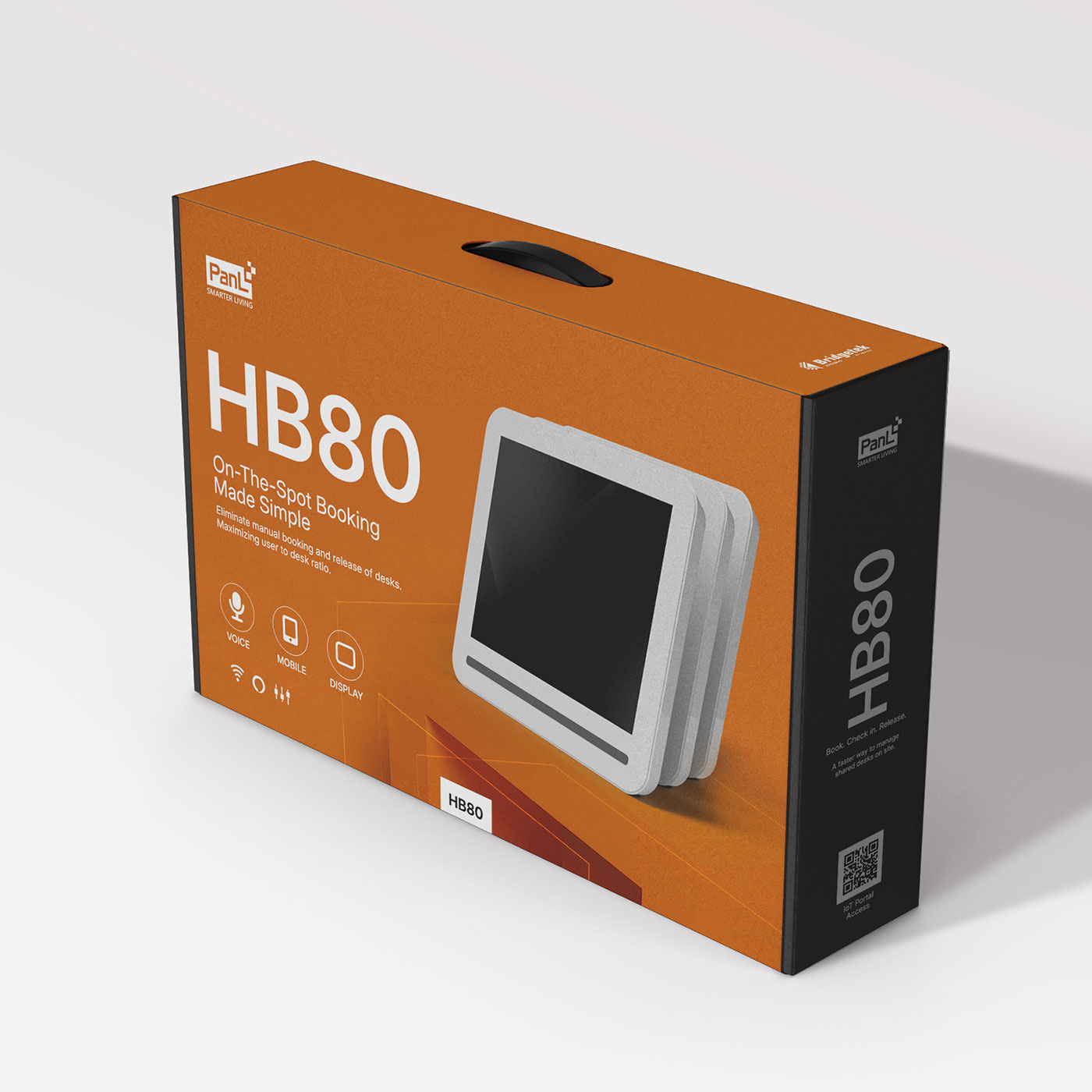 PanL HB80 product packaging box with orange desk manager design