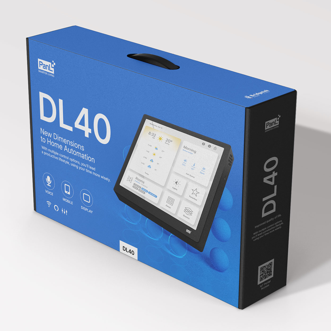 PanL DL40 product packaging box with smart home control panel artwork
